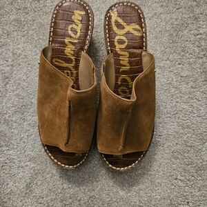 Sam Edelman Wedge Platform Open Toe Shoes Leather Upper 9m